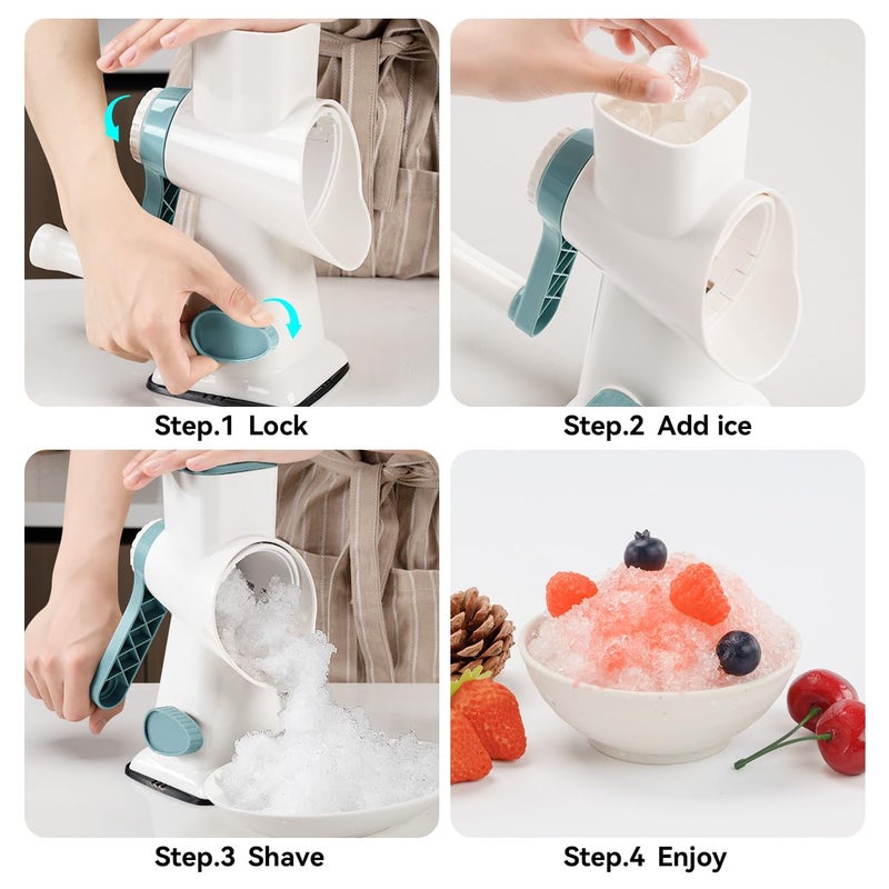 Badelite Rotary Ice Shaver with Handle Manual Hand Crank Snow Cone Maker Machine Qucik Shaved Ice Maker with Suction Feet, All Ice Cubes Fitted.Premium Portable Ice Crusher and Shaved Ice Machine. - Image 4