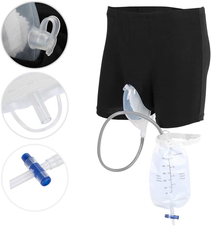 كلاراكو حقيبة بول بنطلون، حقيبة ساق مبولة للرجال قابلة لإعادة الاستخدام من السيليكون قمع البول حامل البول جامع مع أنبوب لمنع الإحراج لكبار السن (L) - Image 5