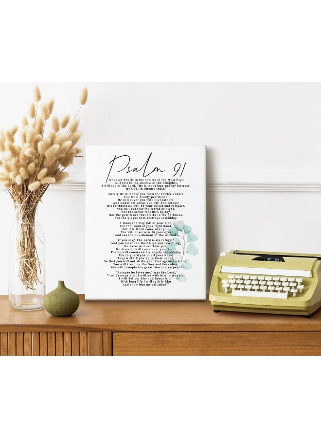 WKYAER فن الجدران من المزامير 91، لافتة ديكور روحي، لافتات نصوص للديكور المنزلي أو المكتبي، 12X15 فن قماش مسيحي للجدران - Image 2