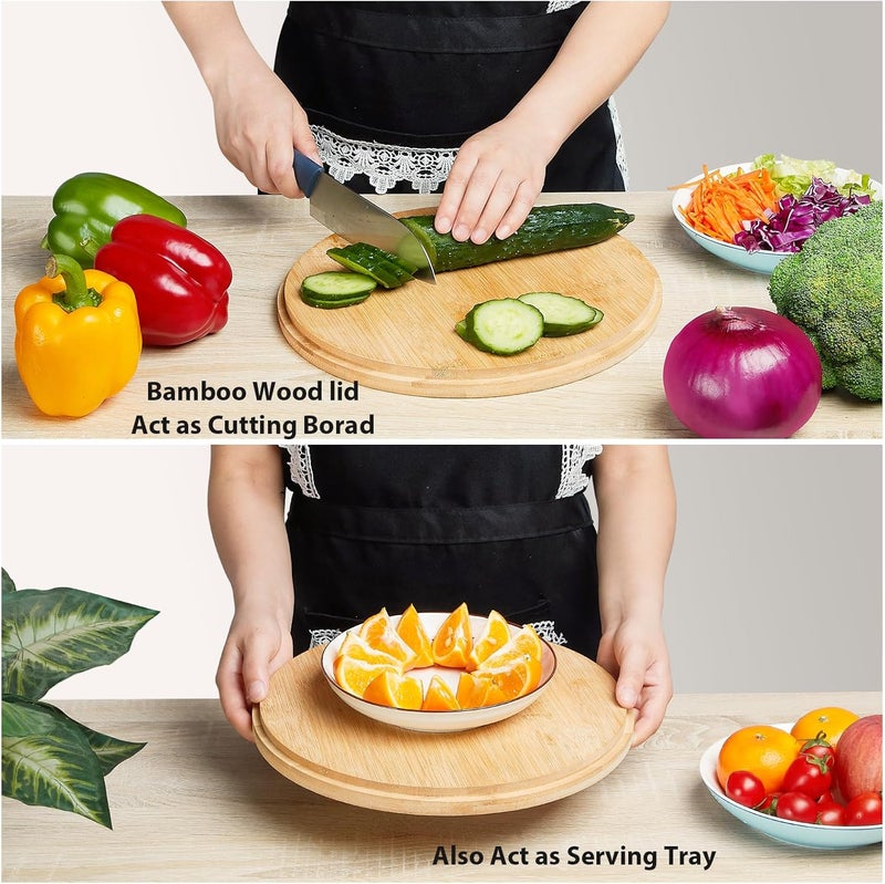 ECOHAGOU 113 Extra Large Salad Bowl with Wooden Lid  Servers 208Oz Oversized Bamboo Fiber Salad Serving Set with Utensils for HomeKitchen Big Lightweight Bowl for Mixing SaladFruitPasta  Matte Black - Image 5