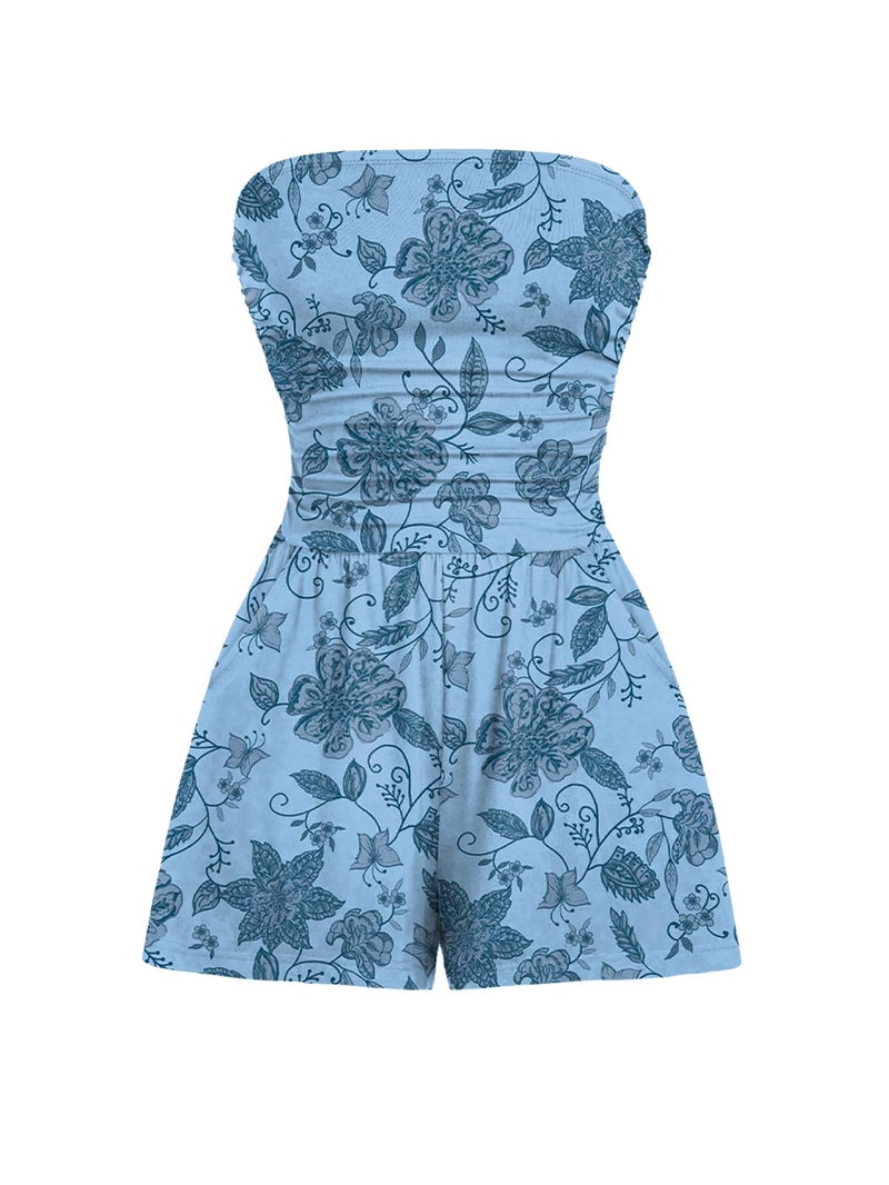 AUXDIO Women Summer Casual Strapless Romper Sleeveless Off Shoulder Short Jumpsuits 2026 Beach Vacation Clothes 6 Large - Image 1