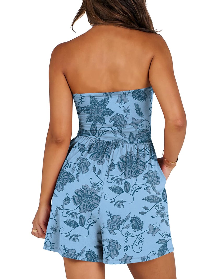 AUXDIO Women Summer Casual Strapless Romper Sleeveless Off Shoulder Short Jumpsuits 2026 Beach Vacation Clothes 6 Large - Image 5
