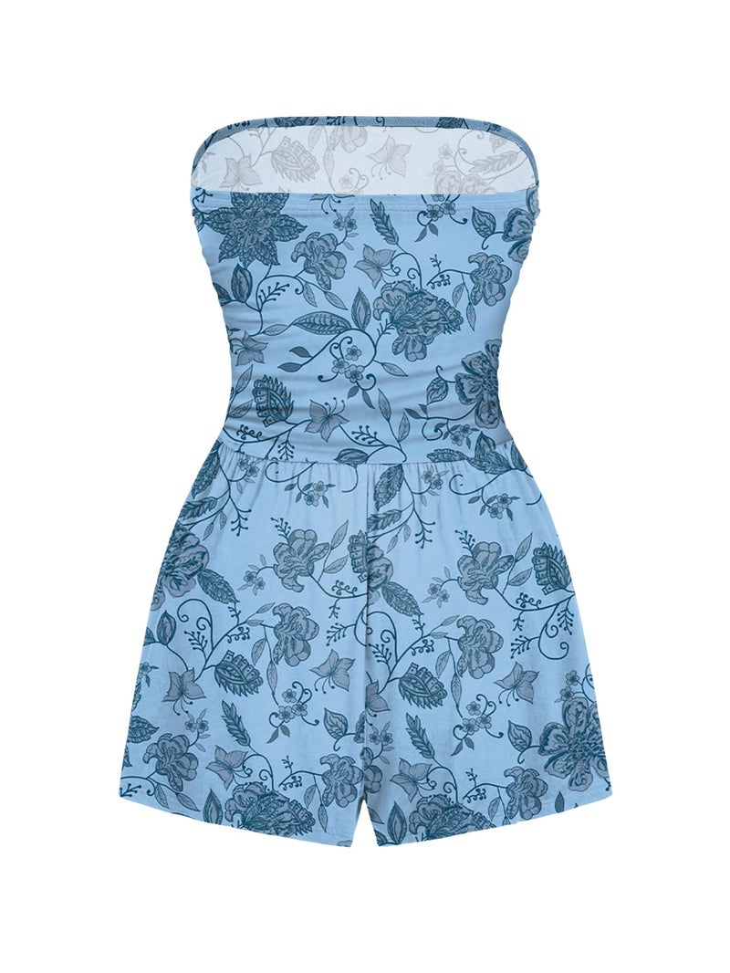 AUXDIO Women Summer Casual Strapless Romper Sleeveless Off Shoulder Short Jumpsuits 2026 Beach Vacation Clothes 6 Large - Image 2