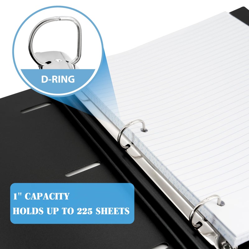 INFUN 1 Inch Telescoping 3 Ring Binder- 4 PCS-Black, Portable Plastic Binder with Telescoping Spine, 3 Ring Binders with Foldable Front Cover Holds 8.5" x 11" Paper for School,Office and Homes - Image 5