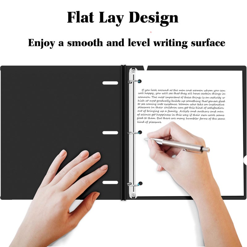 INFUN 1 Inch Telescoping 3 Ring Binder- 4 PCS-Black, Portable Plastic Binder with Telescoping Spine, 3 Ring Binders with Foldable Front Cover Holds 8.5" x 11" Paper for School,Office and Homes - Image 4