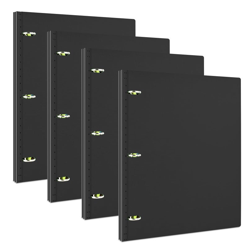 INFUN 1 Inch Telescoping 3 Ring Binder- 4 PCS-Black, Portable Plastic Binder with Telescoping Spine, 3 Ring Binders with Foldable Front Cover Holds 8.5" x 11" Paper for School,Office and Homes - Image 1
