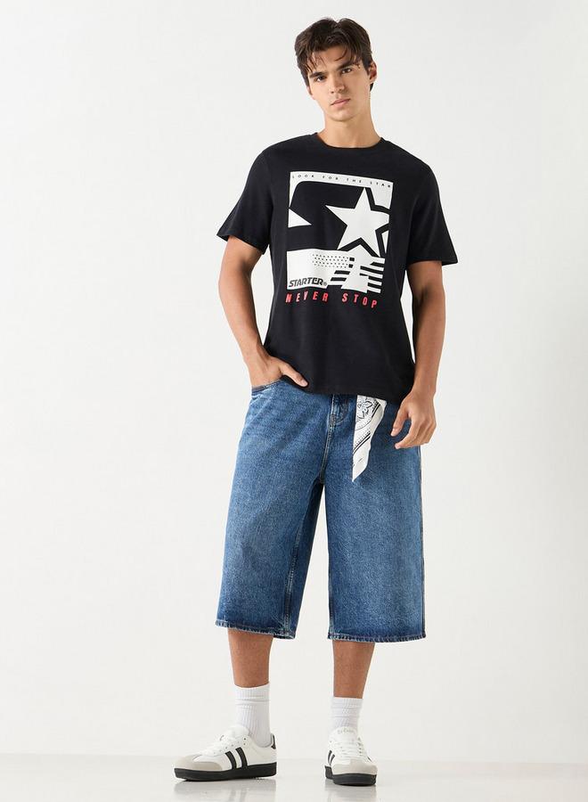 Starter Graphic Print Crew Neck T-Shirt with Short Sleeves - Image 2