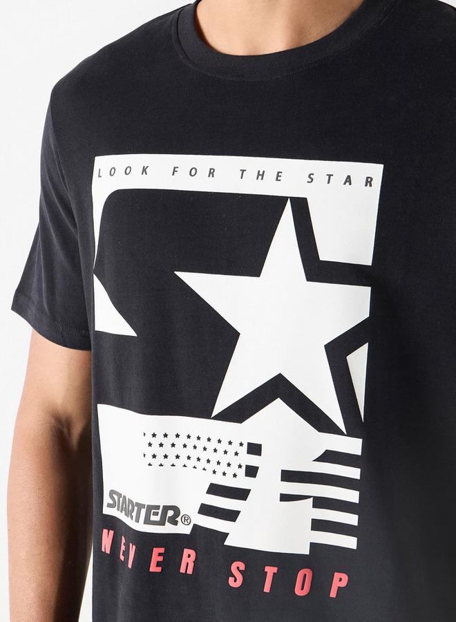 Starter Graphic Print Crew Neck T-Shirt with Short Sleeves - Image 4
