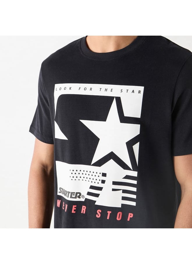 STARTER - Starter Graphic Print Crew Neck T-Shirt with Short Sleeves - Image 1