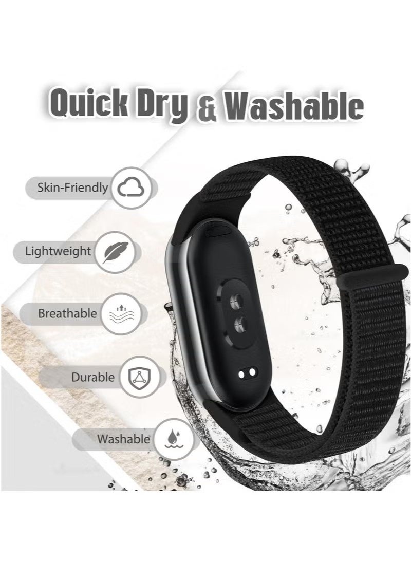 3 Pcs Nylon Strap Compatible with Xiaomi Mi Band 10/Mi Band 9/Mi Band 8 Soft Adjustable Band for Men and Women (Black+Light Grey+Blue) - Image 3