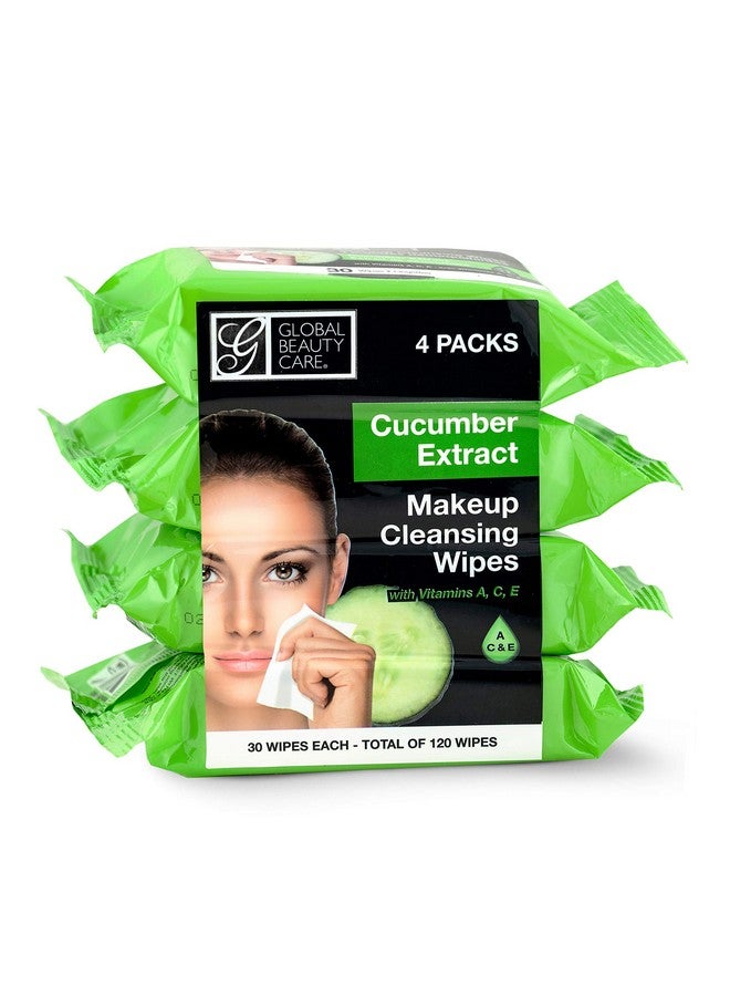 Global Beauty Care Cleansing Makeup Removal Wipes Bulk - Great for travel toiletries - 120 Count (4-Pack) (Cucumber) - Image 1