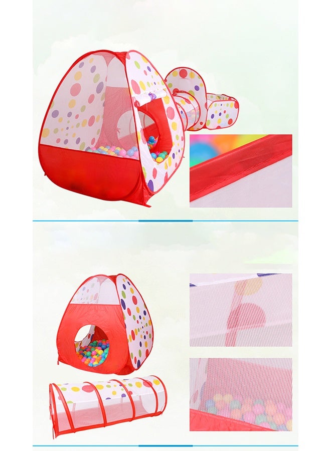 3-In-1 Pop Up Foldable Portable Indoor Outdoor Play Tent House With Tunnel And Ball Pool For Children - Image 5