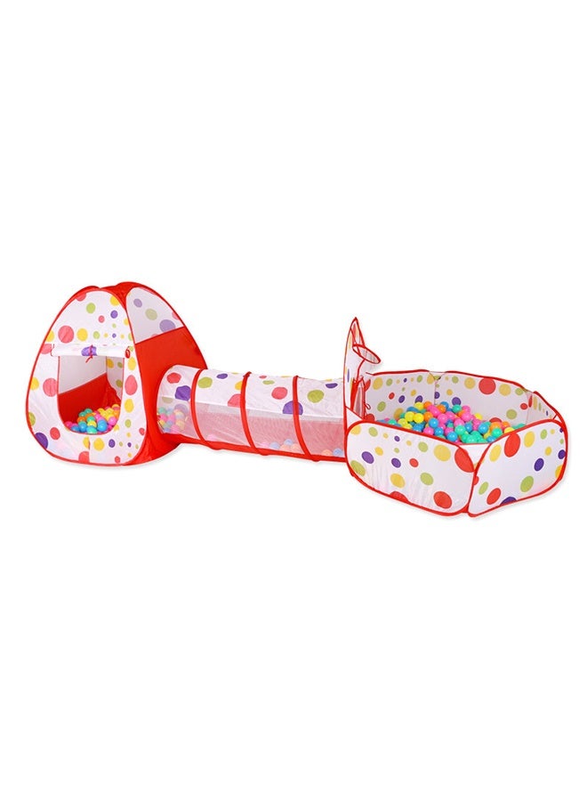 3-In-1 Pop Up Foldable Portable Indoor Outdoor Play Tent House With Tunnel And Ball Pool For Children - Image 1