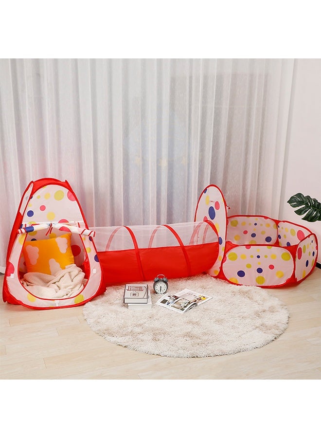 3-In-1 Pop Up Foldable Portable Indoor Outdoor Play Tent House With Tunnel And Ball Pool For Children - Image 2