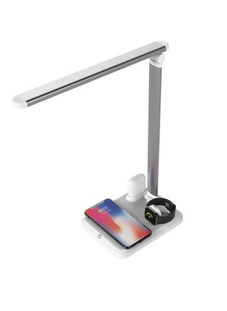 4 in 1 LED Desk Lamp with Wireless Charging Pad for iPhone/iWatch/AirPods/Touch Console Lamp, Apple Wireless Charging LED Desk Lamp, White + Silver - pzsku/Z1EDC966D92C18F3DB50EZ/45/1743676549/2ef5e27f-995f-48e8-b826-262e5776b4ca