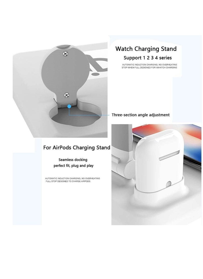 Generic - 4 in 1 LED Desk Lamp with Wireless Charging Pad for iPhone/iWatch/AirPods/Touch Console Lamp, Apple Wireless Charging LED Desk Lamp, White + Silver - Image 1