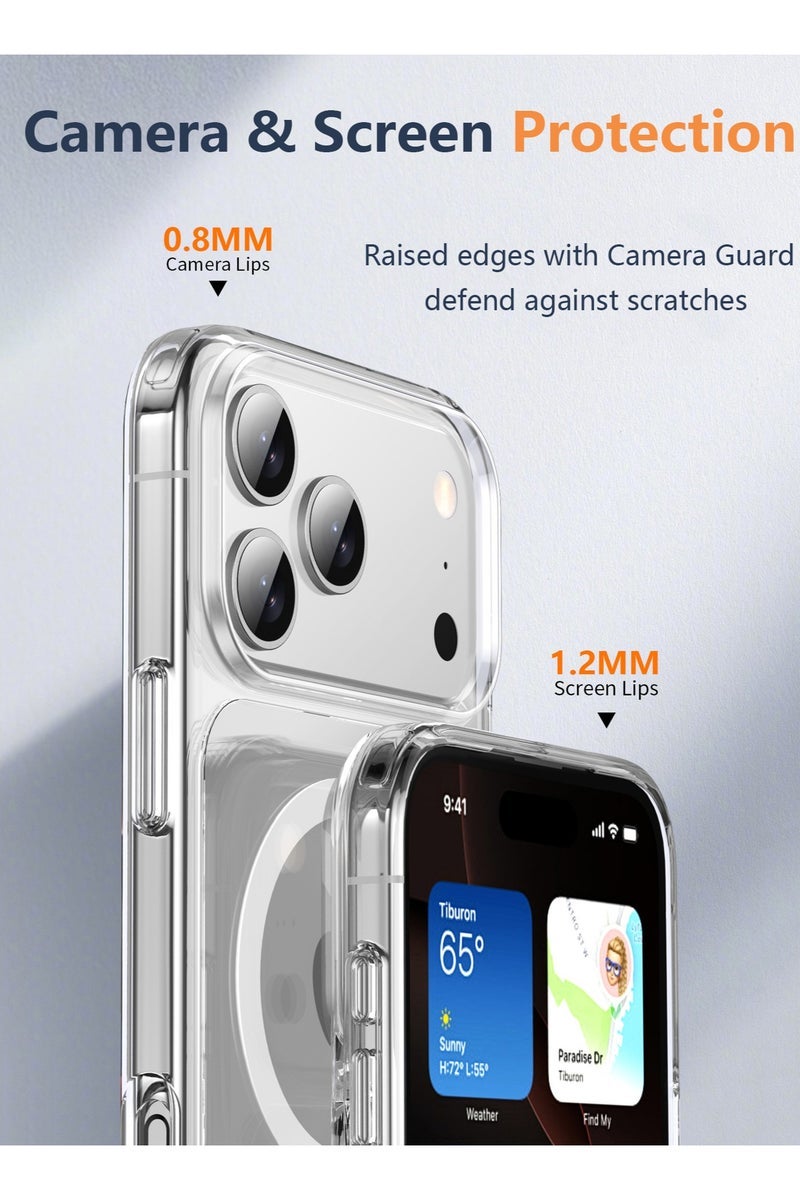 CLPURE iPhone 17 Pro Max Case, Compatible with MagSafe, Anti-Yellowing and Anti-Scratch, Rugged Shockproof Protective Bumper Transparent Cases Cover for iPhone 17 Pro Max, Clear - Image 4