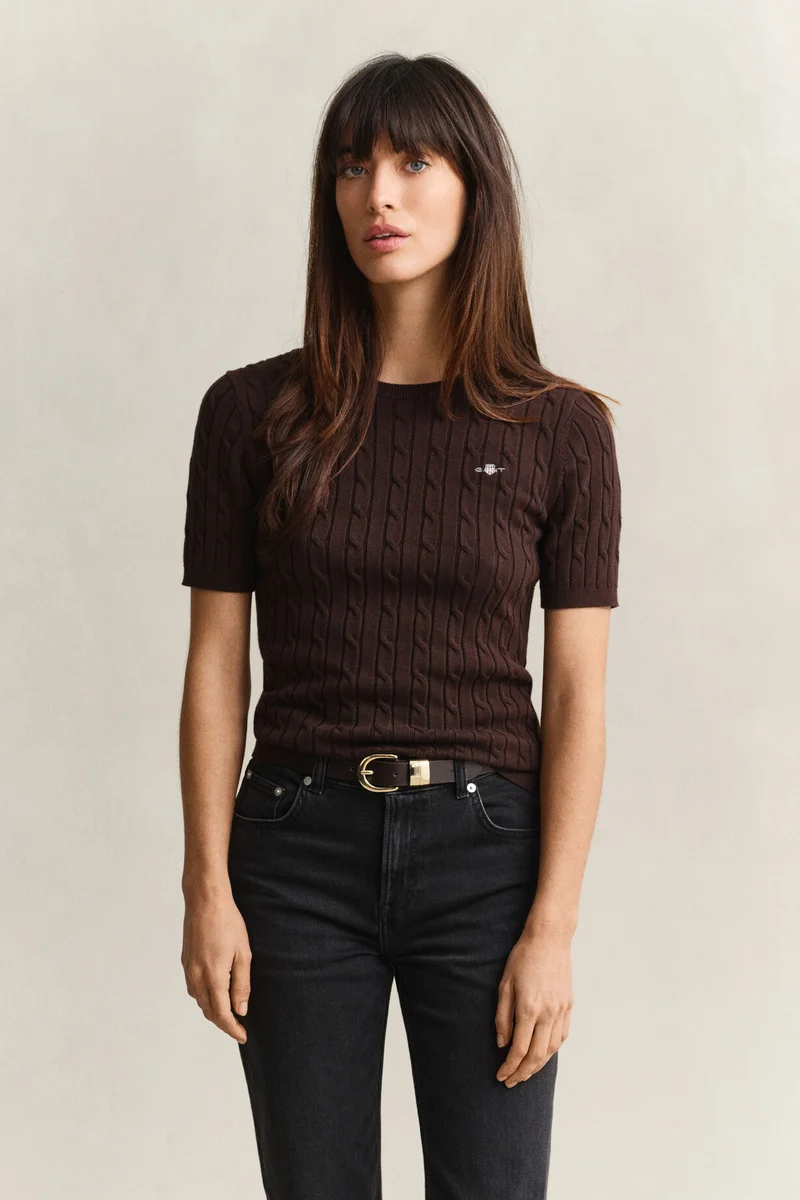 Gant Stretch Cotton Cable Short sleeve C-Neck