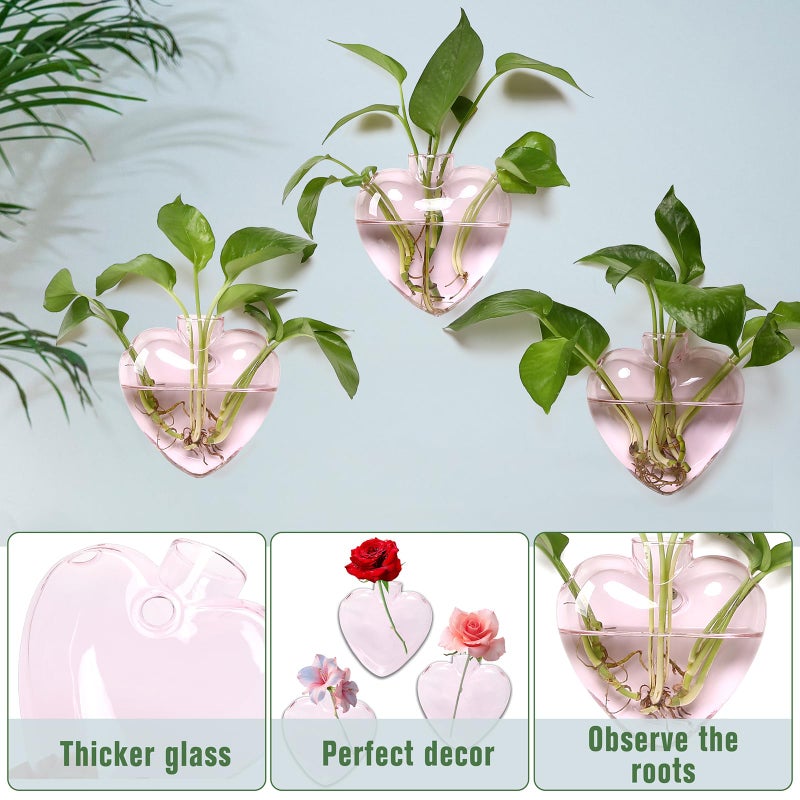 CYZglass Wall Hanging Planter Propagation Station for Indoor Plants Glass Vase Air Plant Holder Gift for Women Girlfriend Plant Lover - Image 2