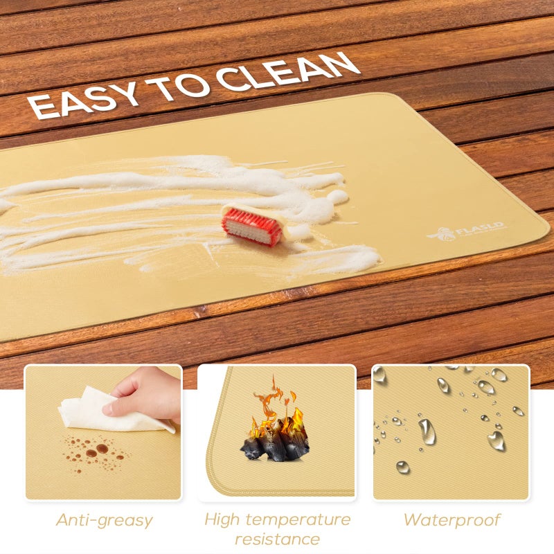 FLASLD Fire Resistant Rugs for Fireplace, Grill and Stove, 24 X 42 inches Under The Grill Protective Deck and Patio Mat, Easy to Clean and Reusable Fire Pit Mat, Khaki - Image 3