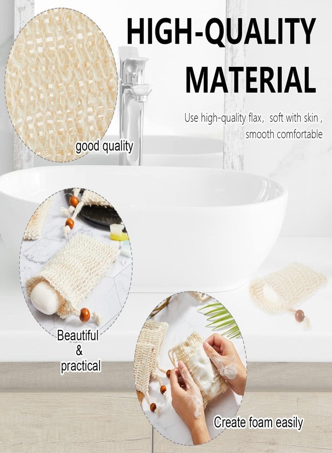 Cunhill 60 Pack Soap Saver Bag Exfoliating Sisal Soap Pouch with Drawstring Bar Wooden Bead Foaming and Drying Exfoliating Net for Bath and Shower (3.5x5.5 Inch) - Image 3