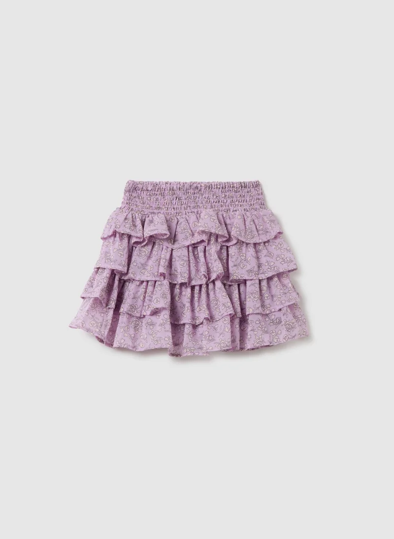 Ovs GIRLS' MIXED SKIRT WITH PURPLE FLORAL PRINT