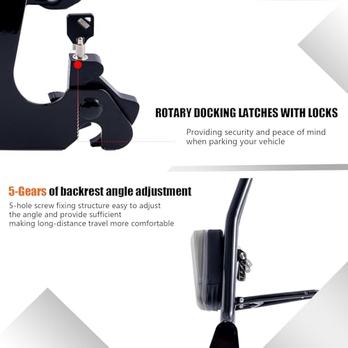 Kinglemc Sissy Bar Passenger Backrest with Lock with docking hardware for Harley Dyna Low Rider Street Bob Super Glide FXD FXDB FXDL FXDLS 2006-2017(Gloss Black) - Image 4