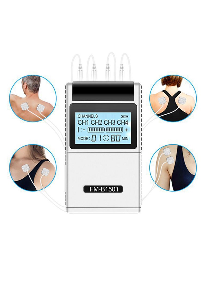 Generic - TENS EMS Muscle Stimulator 15 Modes & 4 Outputs 8 Pads for Natural Pain Relief Electric Pulse Impulse Mini Massager Machine Portable electrotherapy Machine - Image 1