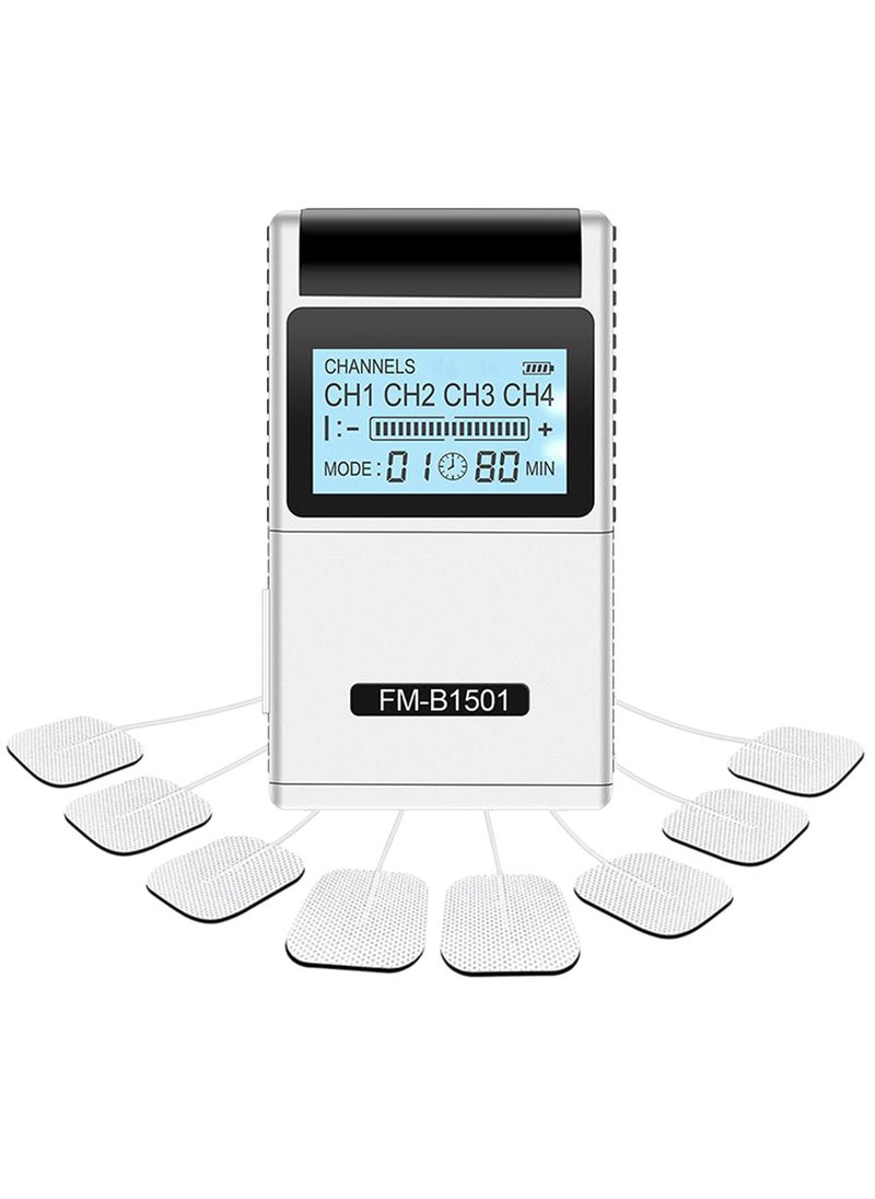 Generic - TENS EMS Muscle Stimulator 15 Modes & 4 Outputs 8 Pads for Natural Pain Relief Electric Pulse Impulse Mini Massager Machine Portable electrotherapy Machine - Image 1