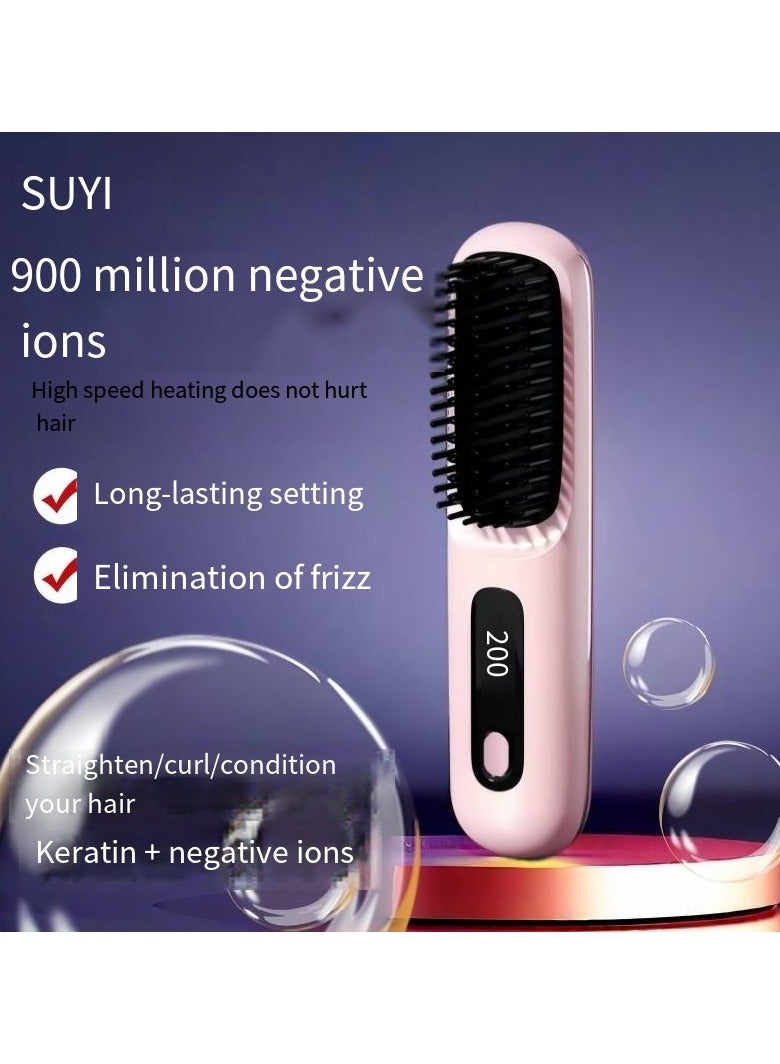 general Mini Ionic Straightening Comb – Travel-Friendly Straightener & Curler for Men/Women, Dual-Use Hair Styling Tool - Image 1