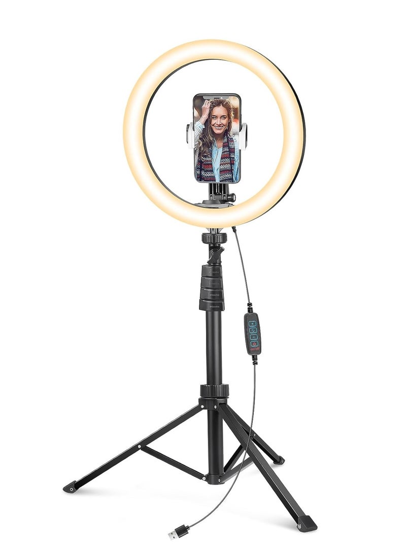 8-Inch Selfie Ring Light with Tripod Stand & Phone Holder – USB Powered - Image 1