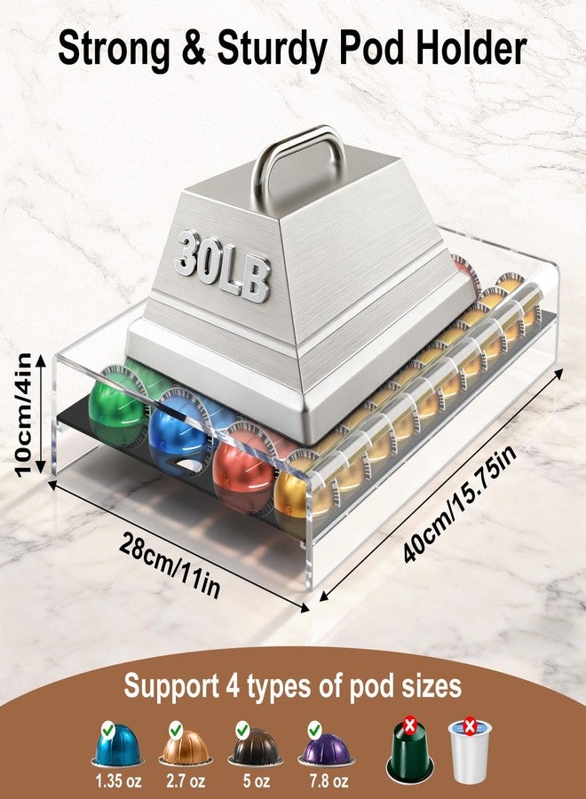 Blaithom Coffee Pod Holder Organizer for Nespresso Vertuo Pods, Upgraded Design Acrylic Vertuo Pod Storage Drawer, Coffee Capsule Organizer Compatible with Espresso Vertuo Coffee - 40 Pods-16”x 11”x 4” - Image 2