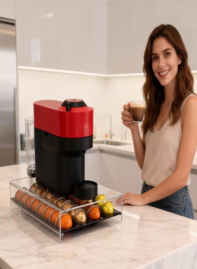 Blaithom Coffee Pod Holder Organizer for Nespresso Vertuo Pods, Upgraded Design Acrylic Vertuo Pod Storage Drawer, Coffee Capsule Organizer Compatible with Espresso Vertuo Coffee - 40 Pods-16”x 11”x 4” - Image 3