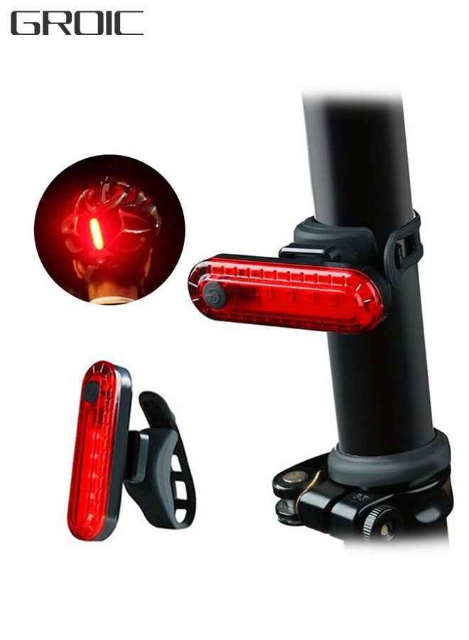 GROIC USB Rechargeable LED Bike Tail Light, Waterproof Helmet Light BIke Light, 330mah Lithium, 4 Light Mode Options - Image 1