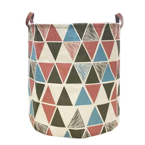TeLUVHome Waterproof Laundry Hamper Collapsible Laundry Basket Leather Handle Laundry Bag Large Clothes Storage Toy Organization for Bathroom Bedroom Laundryroom College Dorms (Caisanjiao-002) - Image 1
