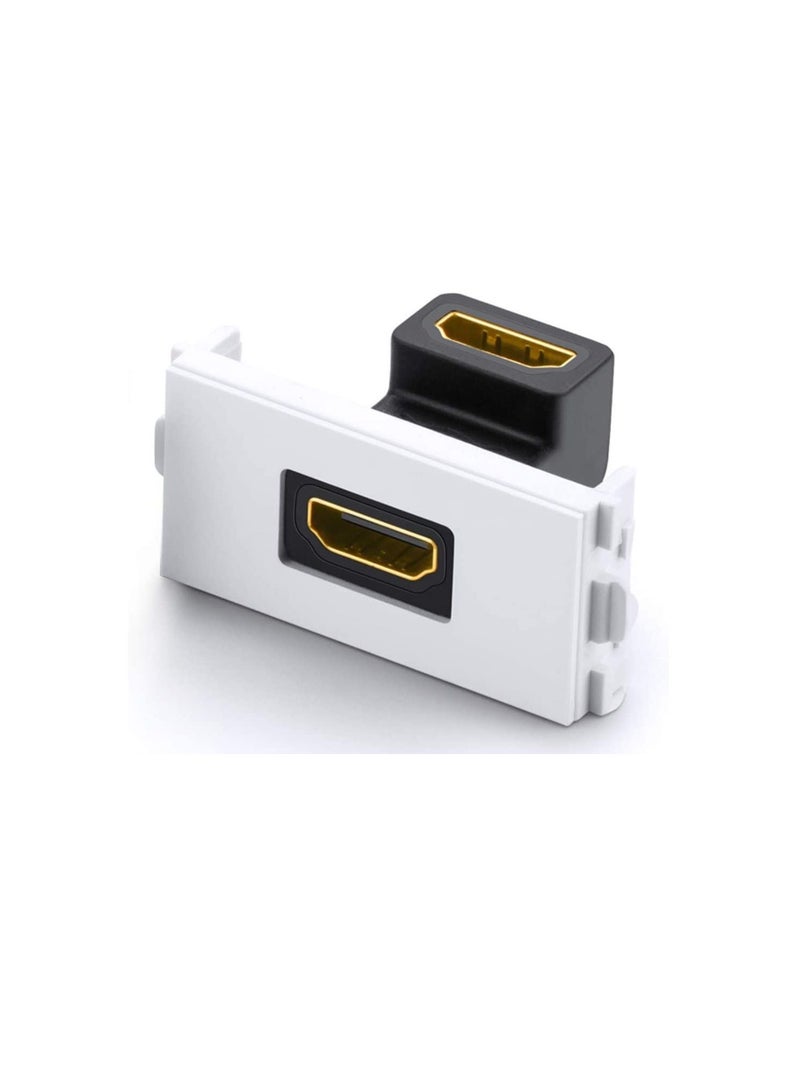 لوحة تثبيت مثبتة على الحائط لكابلات HDMI ، موصل HDMI 2.0 مطلي بالذهب HDMI Audio Video Bend ، (دعم 4K UHD و ARC و Ethernet)  - Image 1