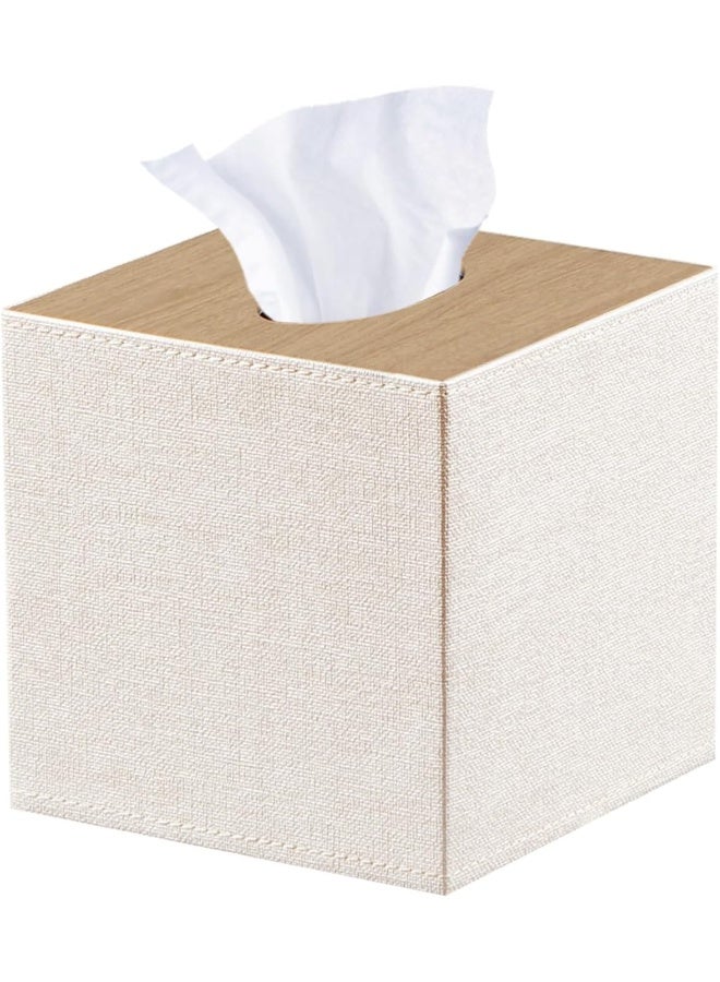 YAPISHI Tissue Box Cover Square, Upgrade 99% Compatible Large Size, Modern Tissue Box Holder For Napkin Facial Paper, Leather Dryer Sheet Dispenser Organizer For Bathroom Vanity Countertop, Night Stand  - Image 1