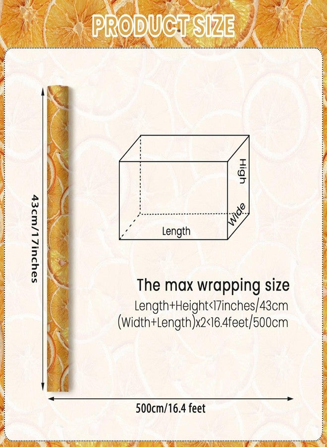 لفة ورق تغليف هدايا بنكهة البرتقال - 17 بوصة × 16.4 قدم - ورق تغليف هدايا واقعي بشرائح برتقال مجففة، لوازم تغليف هدايا الحمضيات لحفلات الأطفال الصغار، وحفلات استقبال المولود، وأعياد الميلاد، وحفلات الانتقال إلى منزل جديد، وحفلات الزفاف، وحفلات الصيف. - Image 2