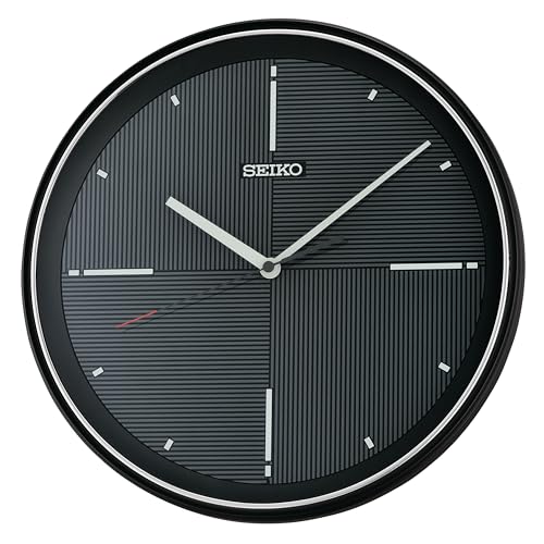 SEIKO QXA816KRH Geometric Dial Non Ticking Wall Clock Black 13 Inch - Image 1