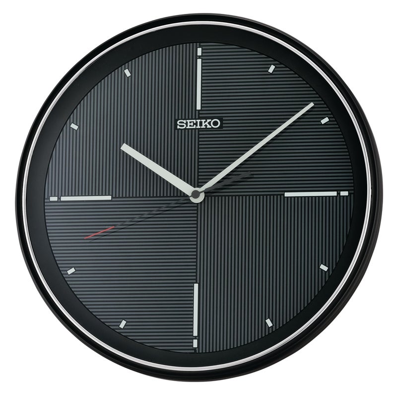 SEIKO QXA816KRH Geometric Dial Non Ticking Wall Clock Black 13 Inch - Image 2