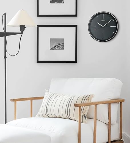SEIKO QXA816KRH Geometric Dial Non Ticking Wall Clock Black 13 Inch - Image 3