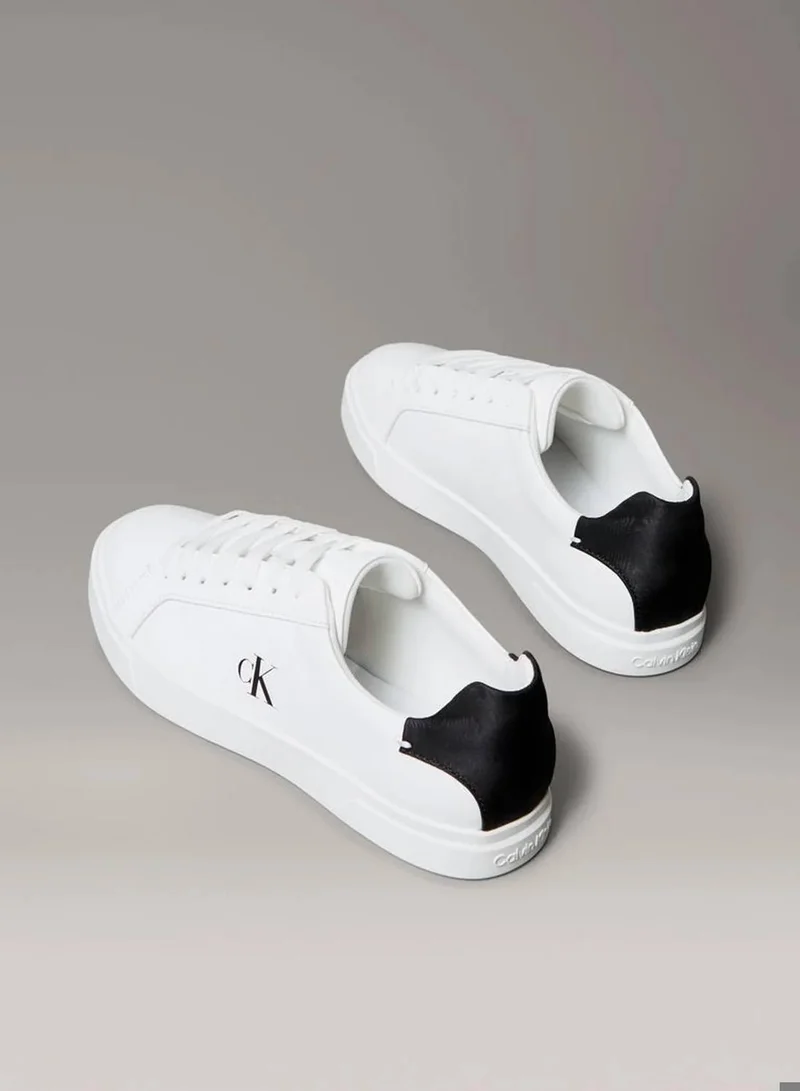 Calvin Klein Bright White/Black Brooke - Leather Signature Logo Trainers for Women | Best Price UAE
