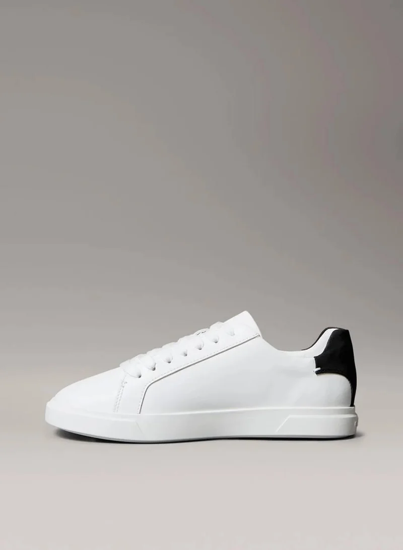 Calvin Klein Bright White/Black Brooke - Leather Signature Logo Trainers for Women | Best Price UAE