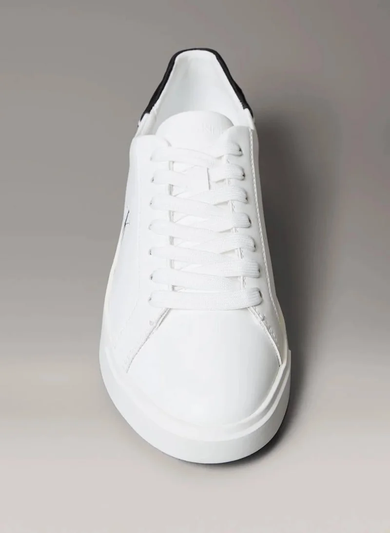 Calvin Klein Bright White/Black Brooke - Leather Signature Logo Trainers for Women | Best Price UAE