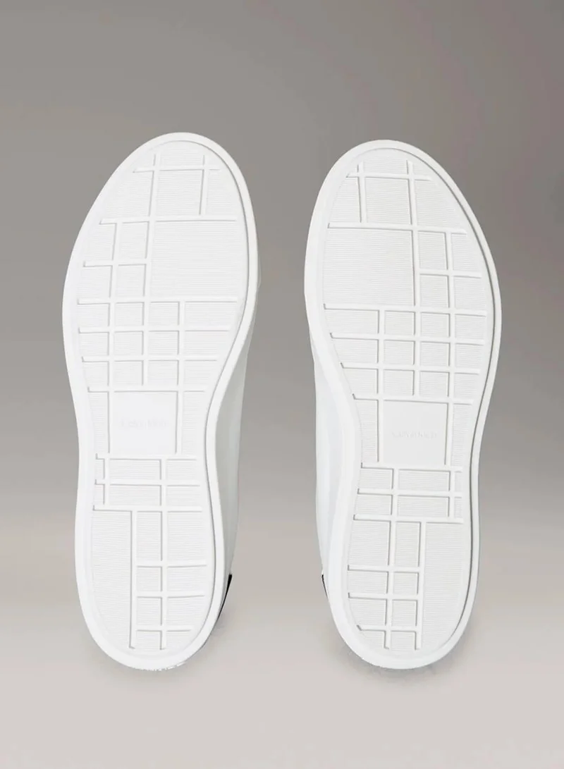 Calvin Klein Bright White/Black Brooke - Leather Signature Logo Trainers for Women | Best Price UAE