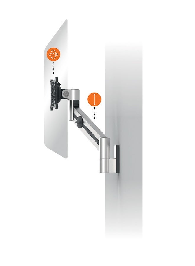 Durable Monitor Mount Wall-Mounted for 21–27″ (53–68 cm) Screens | Height, Tilt & 360° Rotation for Portrait/Landscape | VESA 75×75/100×100 | Cable Management, 10-Year Warranty, Made in Germany - Image 3