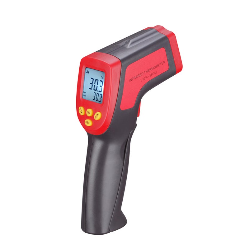 Red Infrared Thermometer: 12:1 Distance-to-Spot Ratio, 500msec Response Time - Backlight Function, Switchable Celsius/Fahrenheit for Industrial Surface Temperature Measurement - Image 1