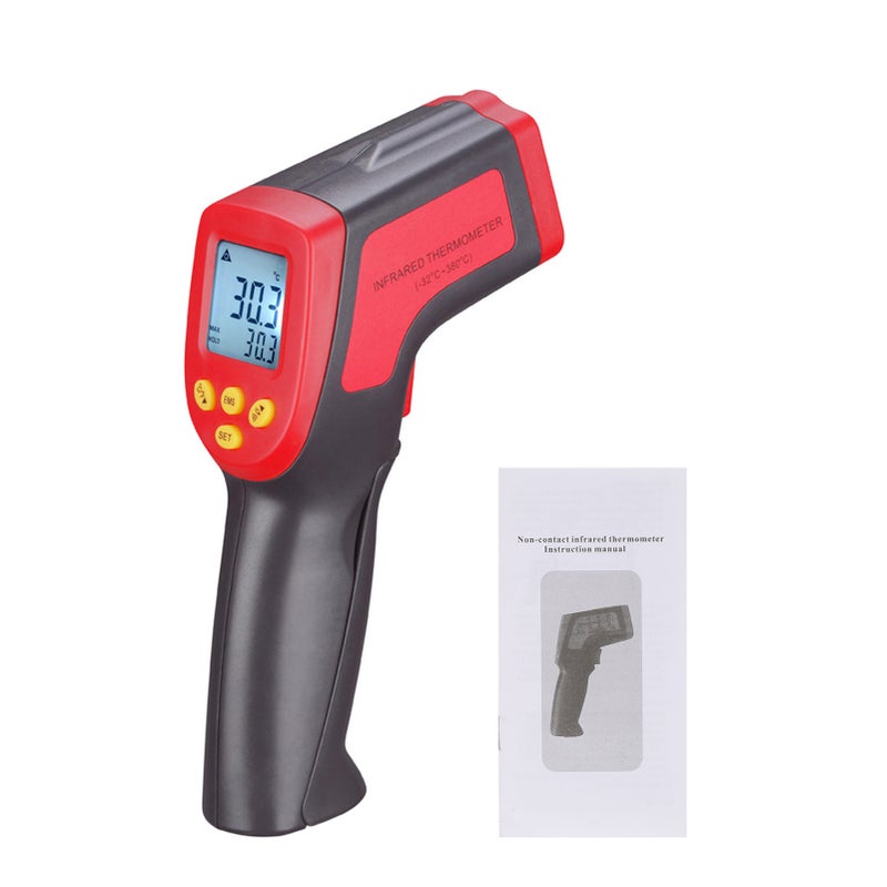 Red Infrared Thermometer: 12:1 Distance-to-Spot Ratio, 500msec Response Time - Backlight Function, Switchable Celsius/Fahrenheit for Industrial Surface Temperature Measurement - Image 3