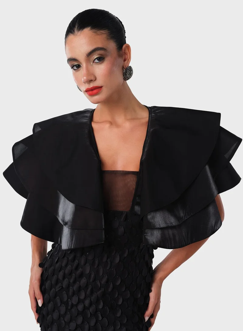 Threadz by Ajooni Textured Black Midi Dress