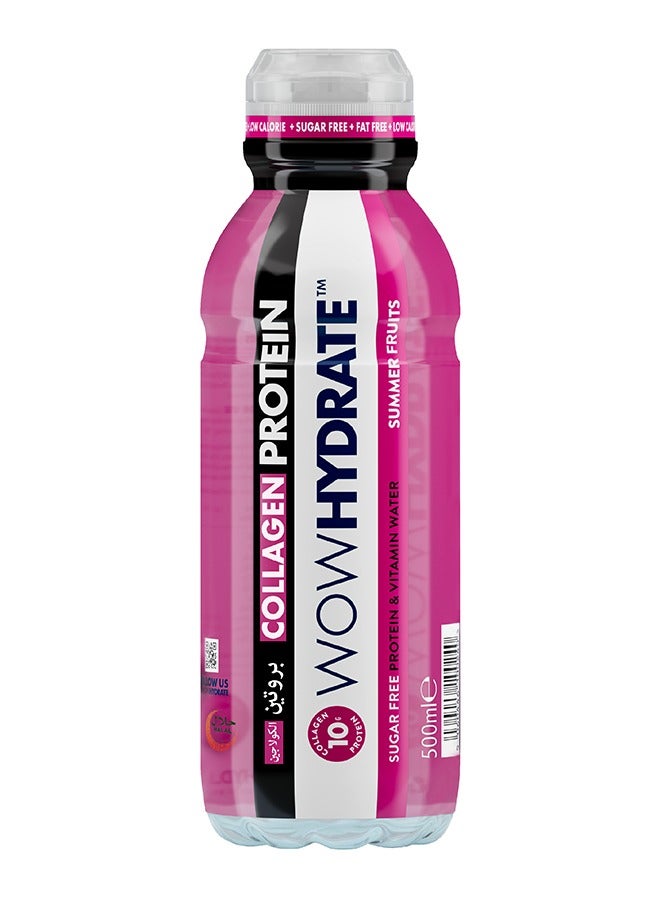 WOW Hydrate Protein And Vitamin Water 10 Grams Summer Fruits 500 ML  - Image 1